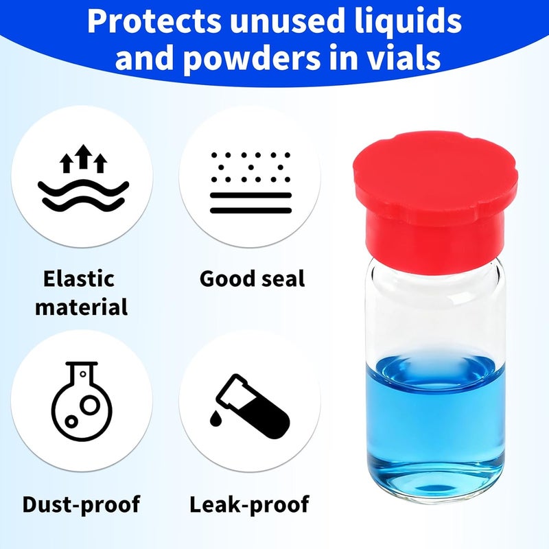 Sinbana 10pcs 3ml Glass Vial Protective Caps, 5 Colors Rubber Leakproof & Reusable Lids Caps Covers for Injection Peptide Vials for Essential Oil Storage & Lab Use - Image 4